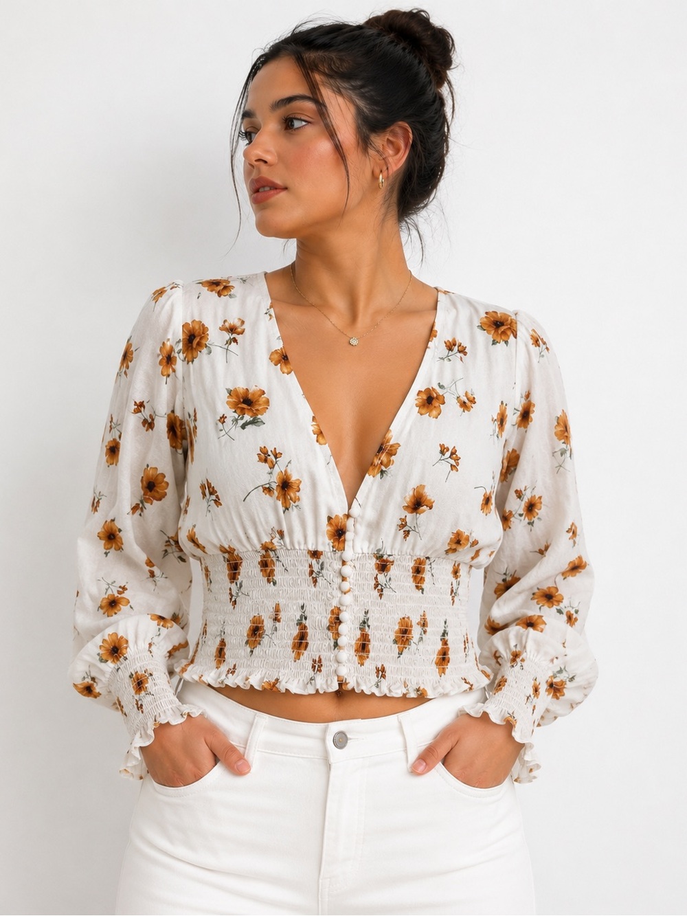 Women’s Long Sleeve Floral Blouse NWT Size M